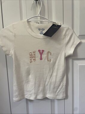 BNWT Brandy Melville White NYC embroired crop top